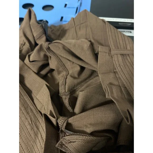 Athleta Skyline Plaid Pant II NEW Tie Waist Brown Work To Weekend Trouser 16